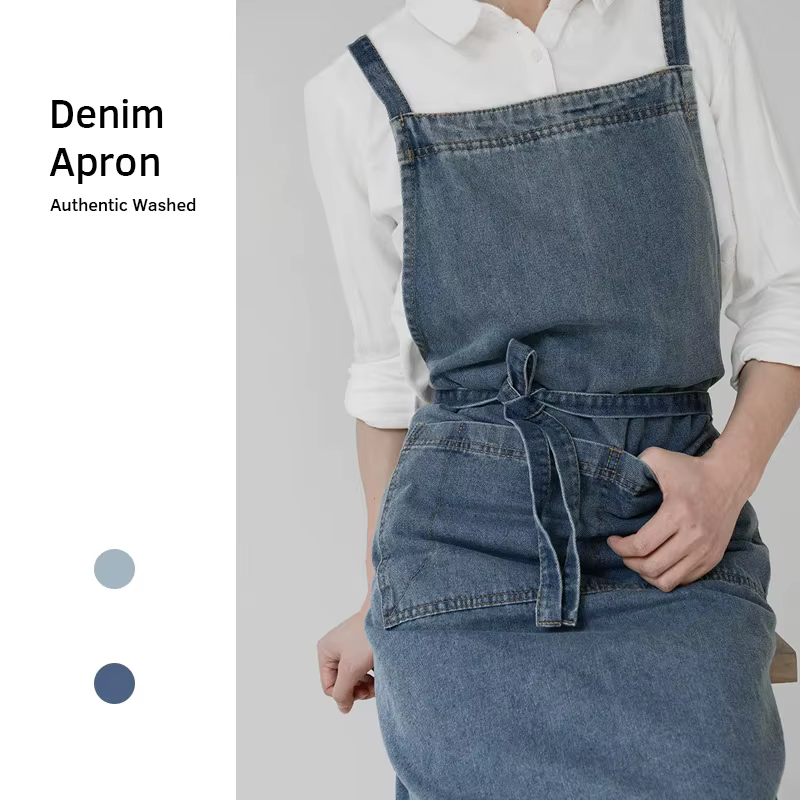 Tablier en Denim coton toile coréenne antisalissure nettoyage à domicile cuisine vêtements de travai