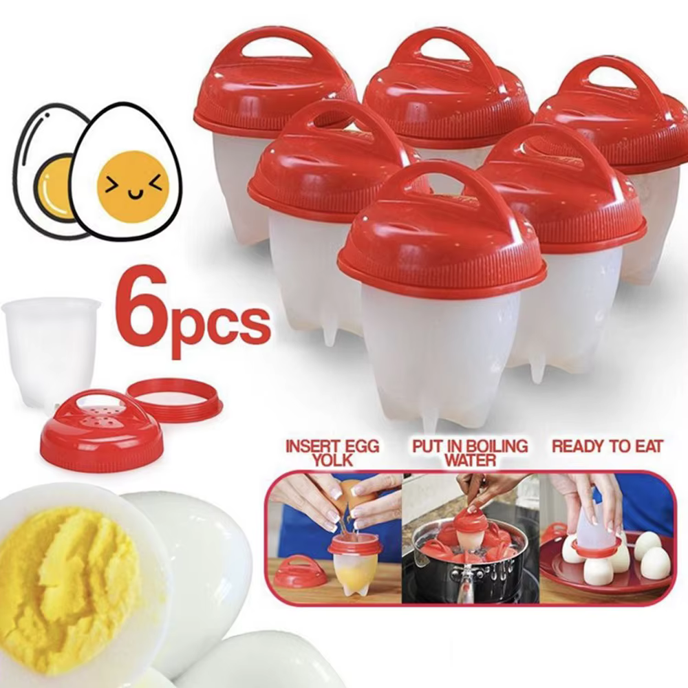 Cuiseur à œufs en Silicone, ensemble de 6 pièces, braconnier à œufs antiadhésif, cuisson rapide, con
