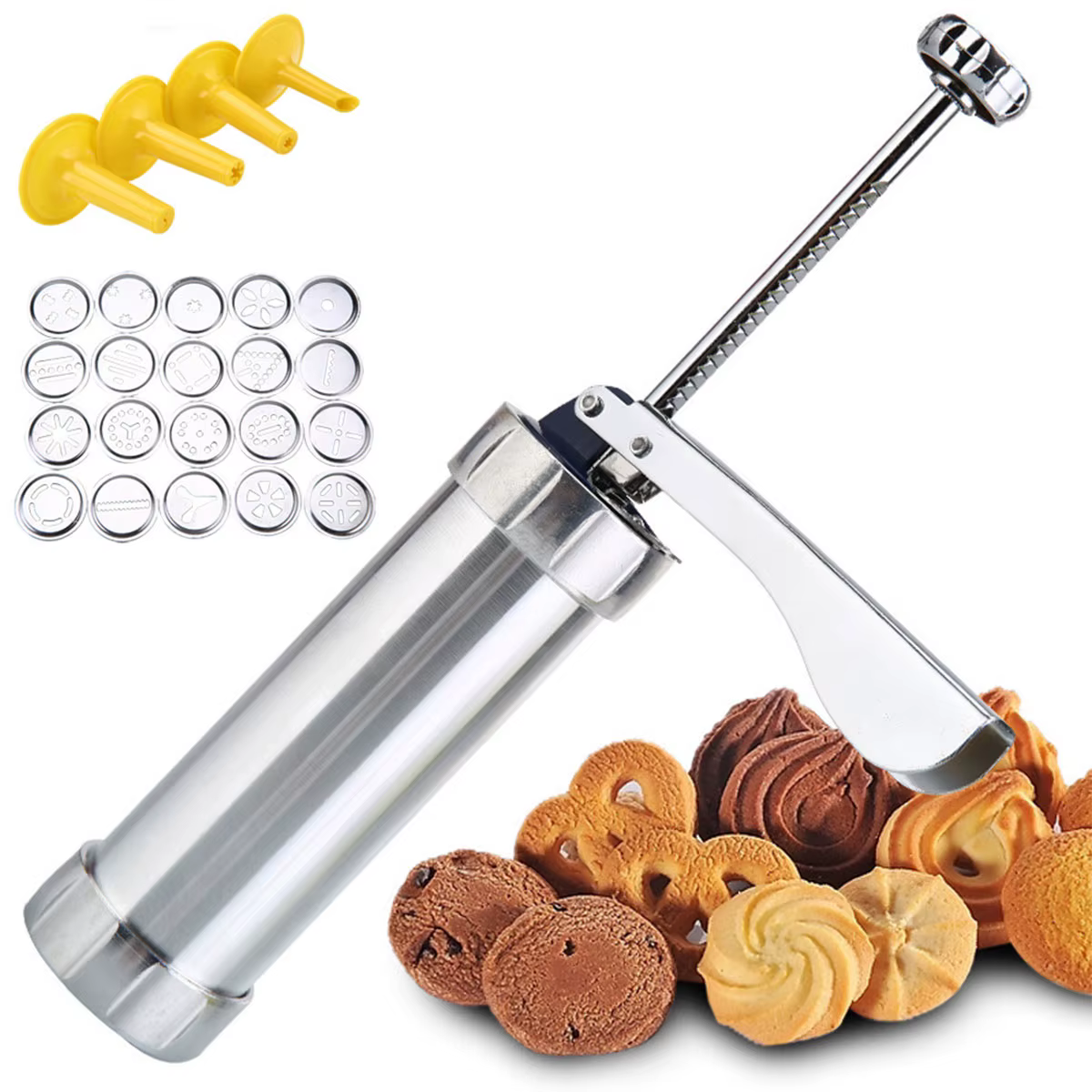 Kit de Pistolet de Presse à Biscuits en Acier Inoxydable, Machine à Churros Manuelle, Bricolage, Ext