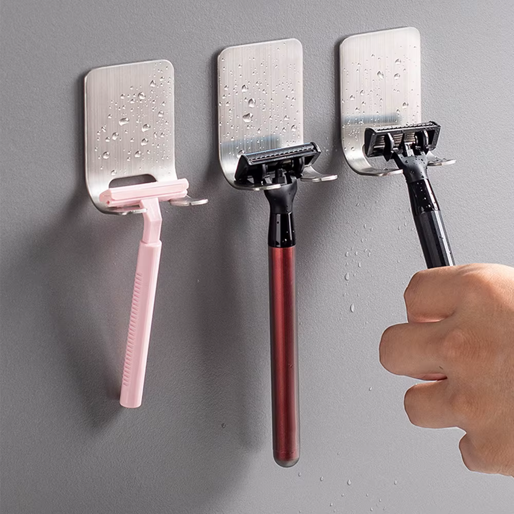 Crochet de rasoir en acier inoxydable, 1 pièce, support mural adhésif pour rasoir, étagère de rangem