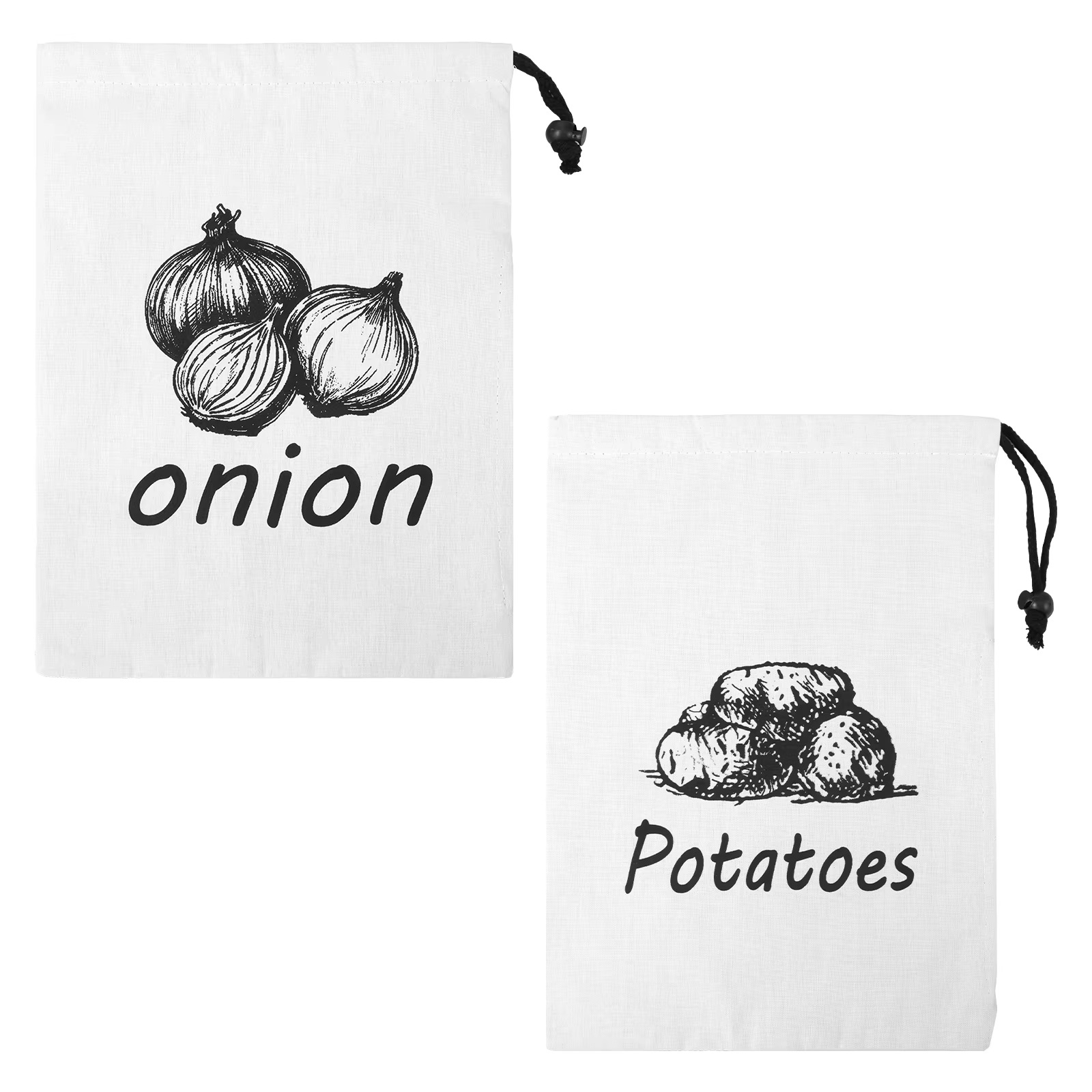 Sac de rangement pour pommes de terre et oignons, 2 pièces, avec cordon de serrage, organisateur de 