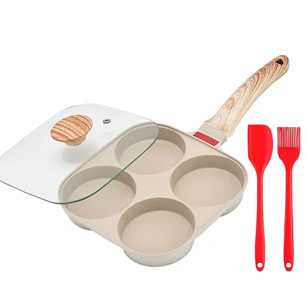 Poêle à œufs approfondie avec couvercle, poêle à omelette antiadhésive en granit de 4 tasses, poêle 