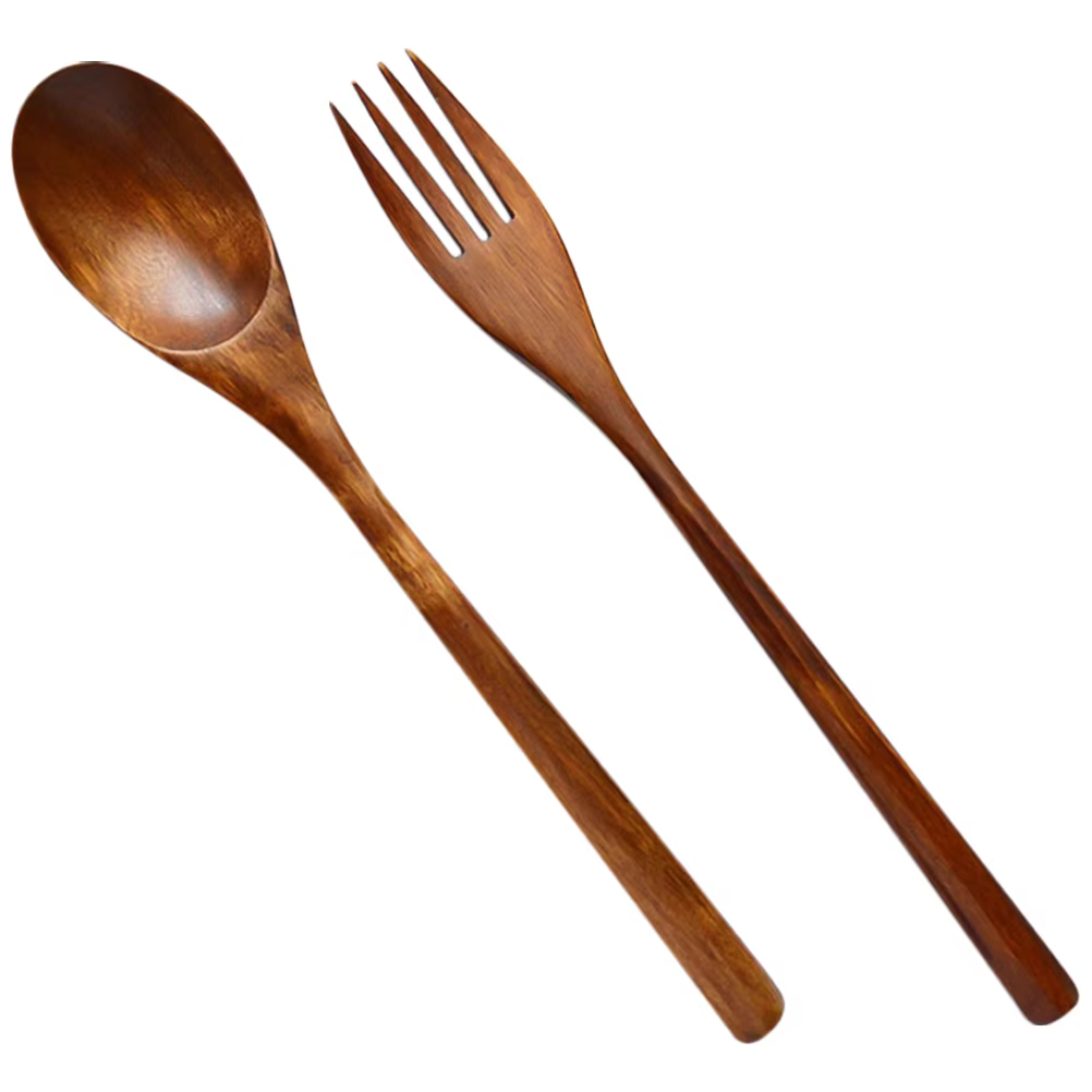 Fourchette et cuillère en bois pour nouilles, fourcommuniste, cuillères, apéritif délicat, table à m