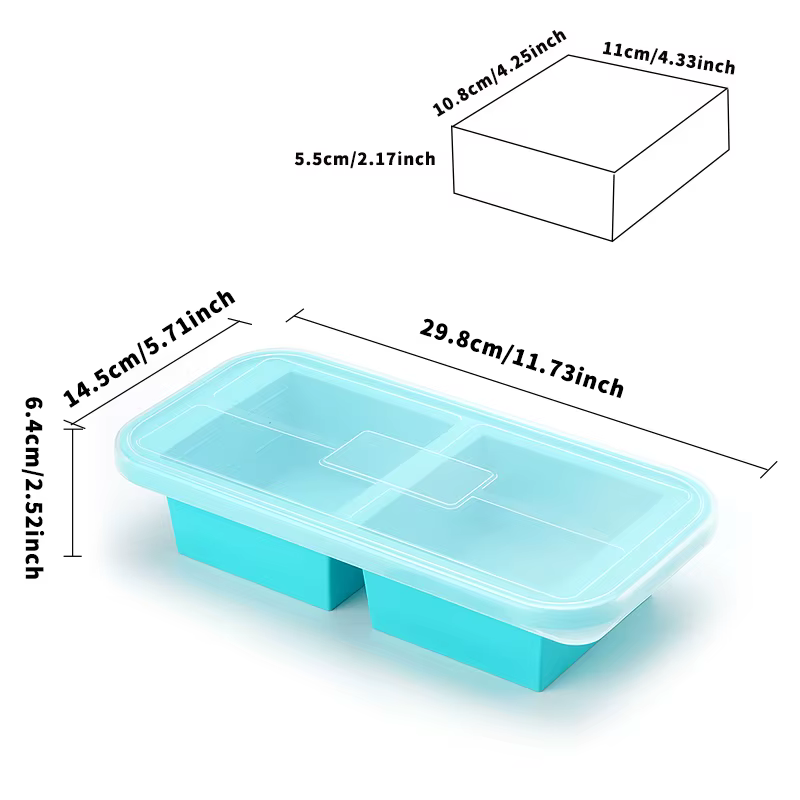 2 moules de congélation en silicone avec couvercles – Pour la congélation des lasagnes, les restes, 
