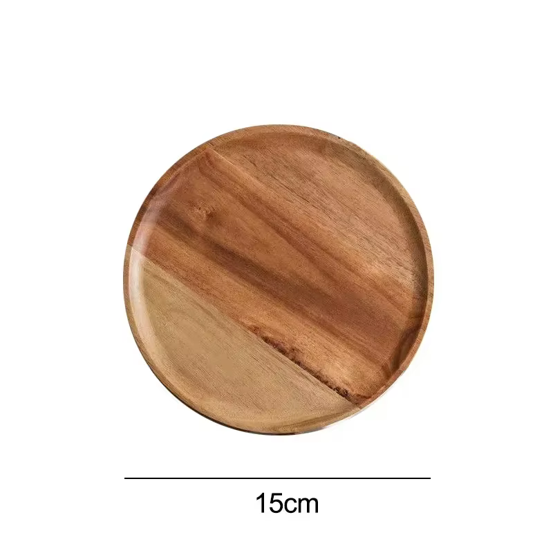 Nouvelle Assiette Ronde en Bois DIY 2026 de 15/20/25 cm pour le Thé, la Table, les Snacks, le Pain e