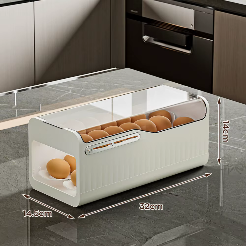 Boîte de rangement d'œufs, porte-œufs à défilement automatique, réfrigérateur de cuisine domestique 