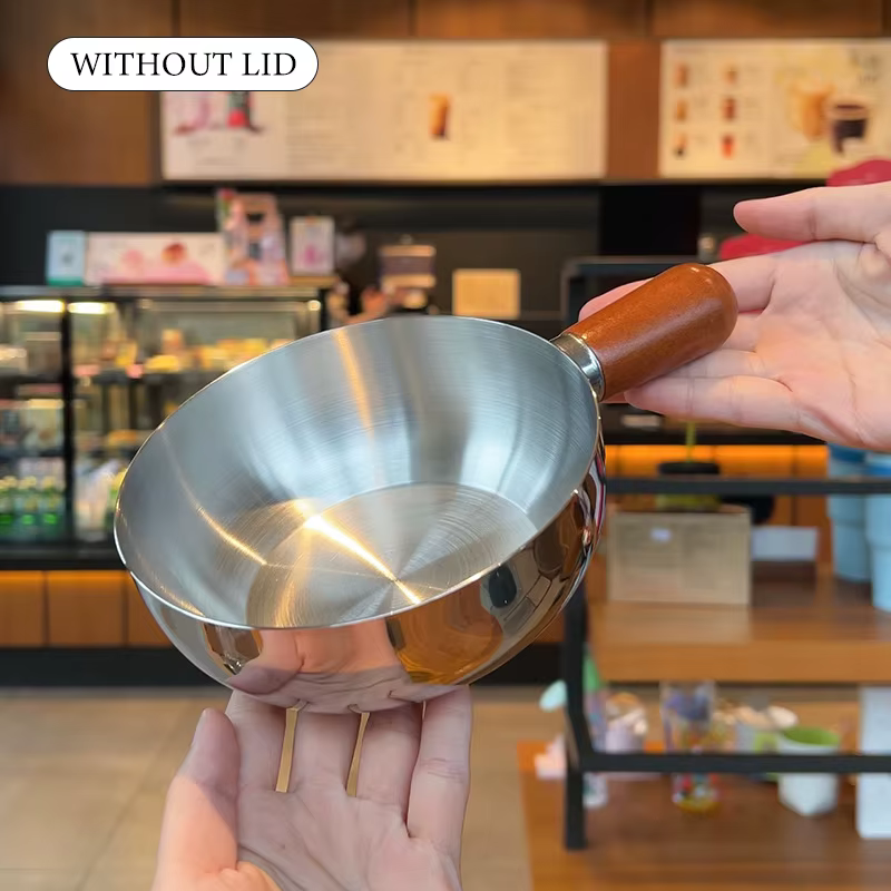 Casserole à lait en acier inoxydable avec poignée en bois, casserole de cuisson compacte, adaptée po