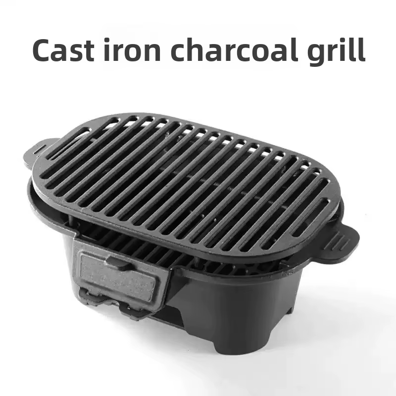 Barbecue en fonte épaissie à double usage pour grillades et préparation de thé, portable, style chin