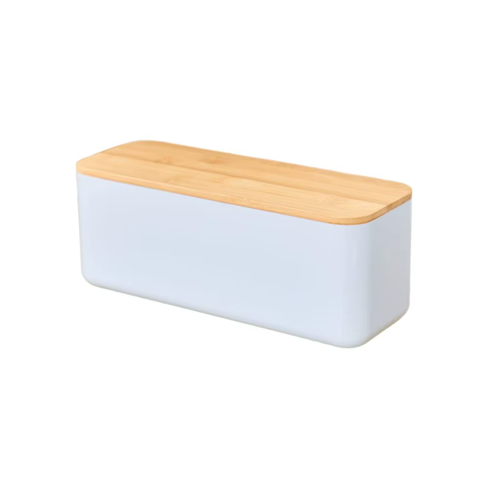 Boîte à pain avec couvercle en bois, récipient spacieux de forme rectangulaire pour le stockage des 