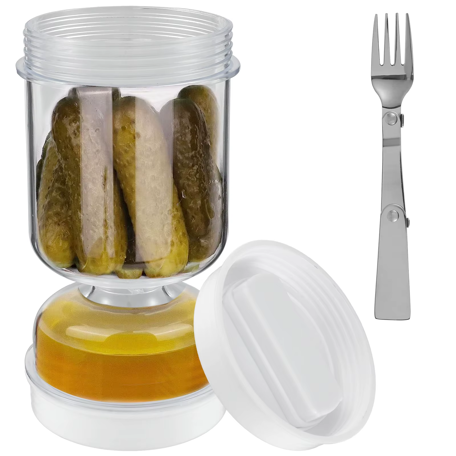 Pot de cornichons avec fourchettes, distributeur sec et humide, pot de sablier de cornichons et d'ol