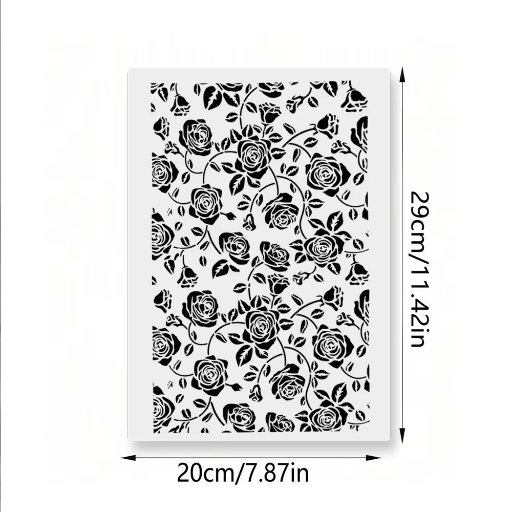 Pochoir à gâteau en PET de qualité alimentaire, motif rose, moule de décoration réutilisable pour la