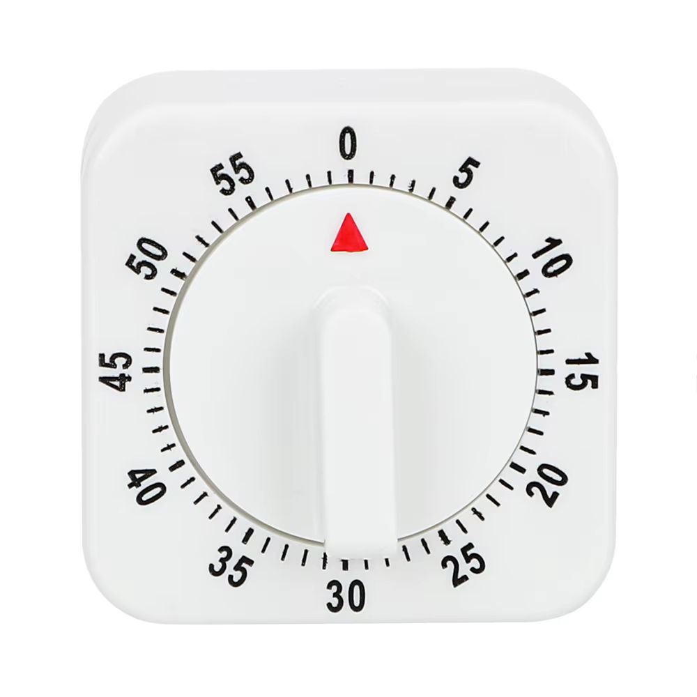 Minuterie mécanique carrée blanche, outils de cuisine, 60 apprentissage, compte à rebours, alarme, r
