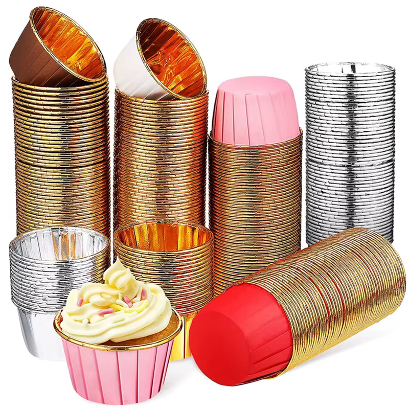 50 pièces feuille Muffin Cupcake Liner emballages de gâteaux supports cuisson tasse plateau étui gât