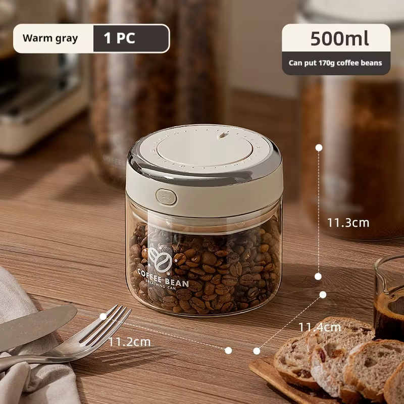 Pot scellé sous vide de grains de café de qualité alimentaire avec traqueur de date et conteneurs de