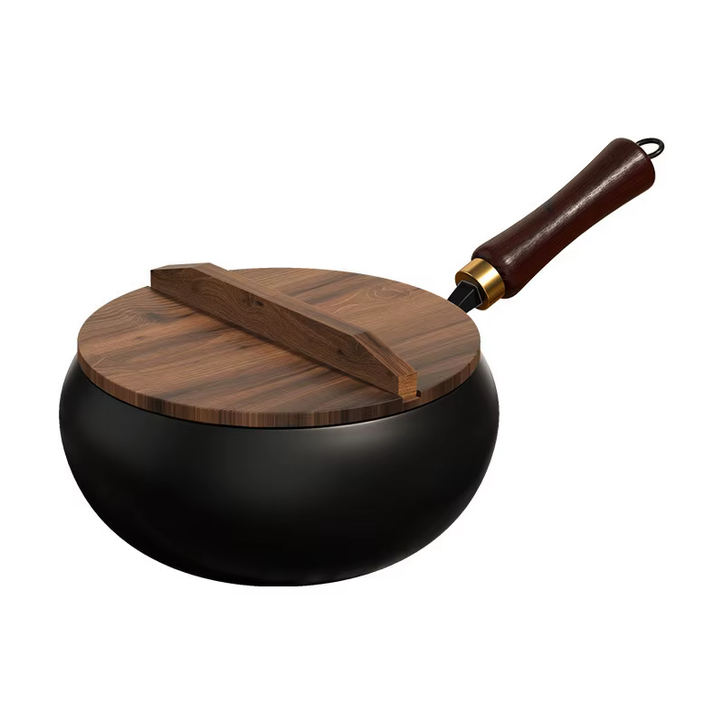 Pot à fond épais non revêtu, fait à la main en fer, pot de cuisson domestique, pot antiadhésif, cuis