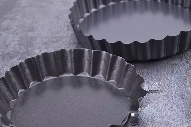 Moules ronds antiadhésifs de 4 pouces pour crêpes, Quiche, Flan, avec fond amovible, en acier au car