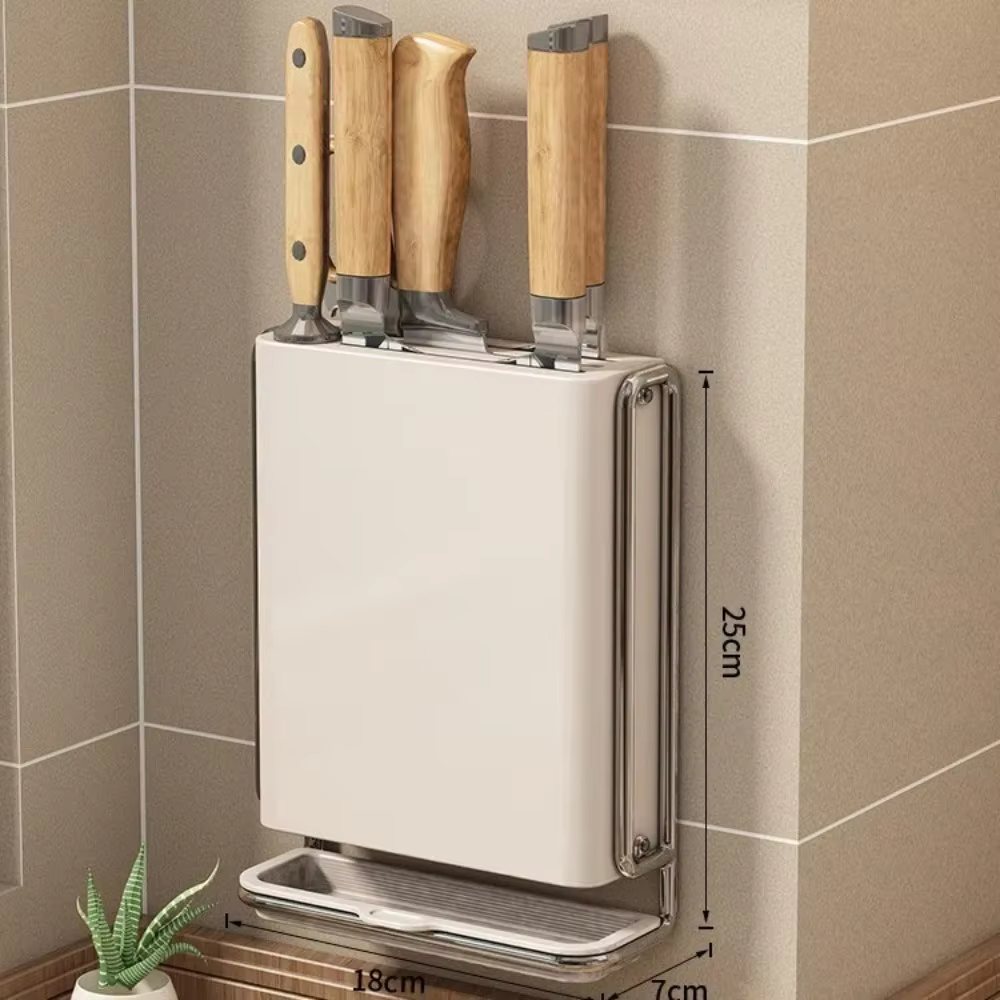 1 support mural pour couteaux de cuisine, sans perçage, boîte de rangement pour couteaux domestiques
