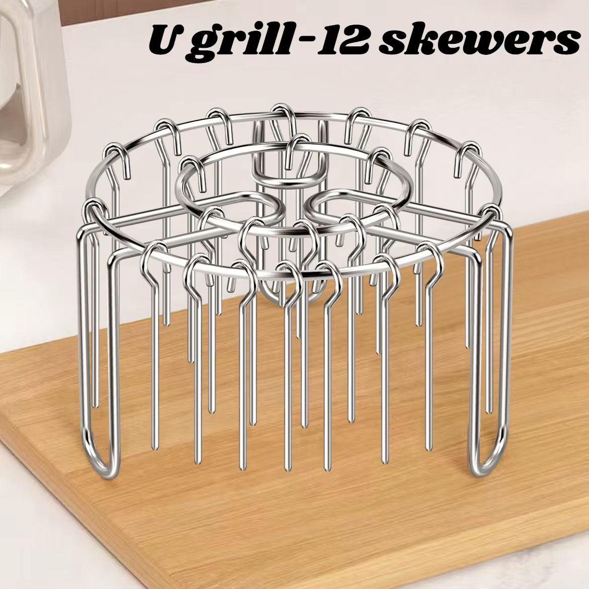 Support vertical en acier inoxydable pour fers à brochettes (12/24/48 brochettes) pour friteuse à ai