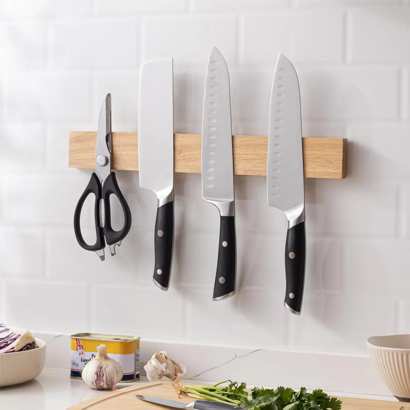 Porte-couteau magnétique 1 pièces 16 pouces bande de couteau magnétique en bois d'acacia de qualité 