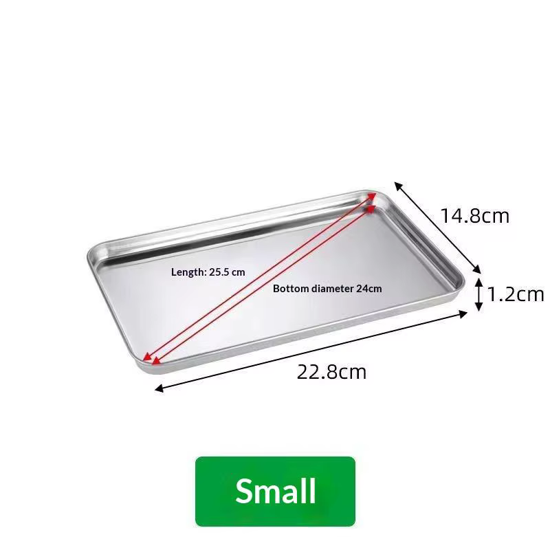 Plateau rectangulaire en acier inoxydable, plateau de présentation pour buffet commercial, plateau d