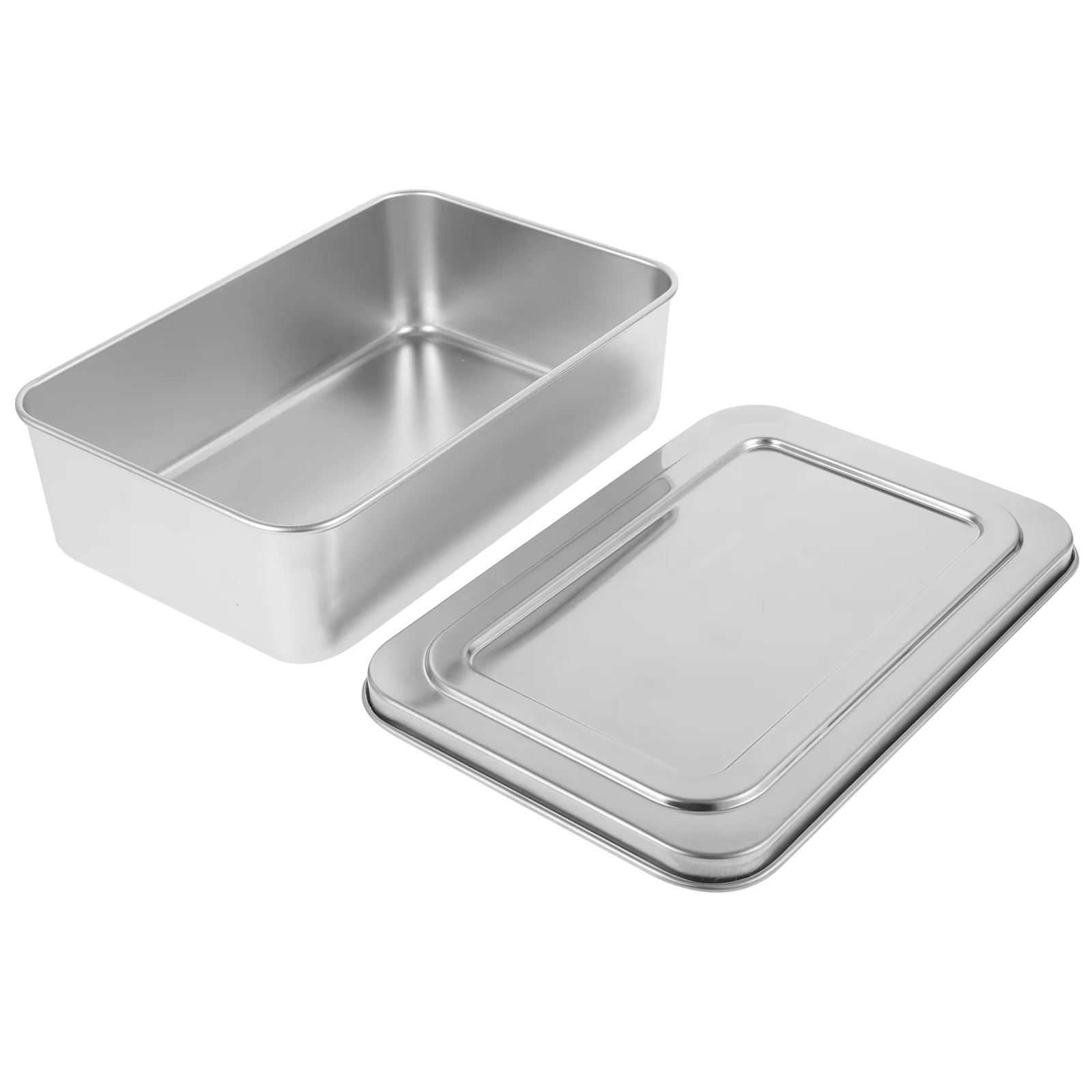 Plaque de cuisson rectangulaire en acier inoxydable, avec couvercle, plateau de four, moule à gâteau