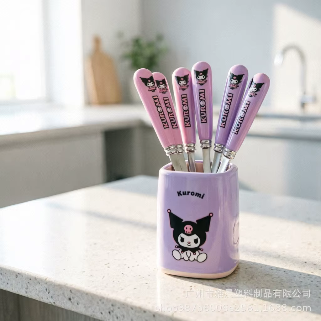 Fourchette Hello Kitty Kuromi, fourchette à fruits en acier inoxydable de style dessin animé mignon 