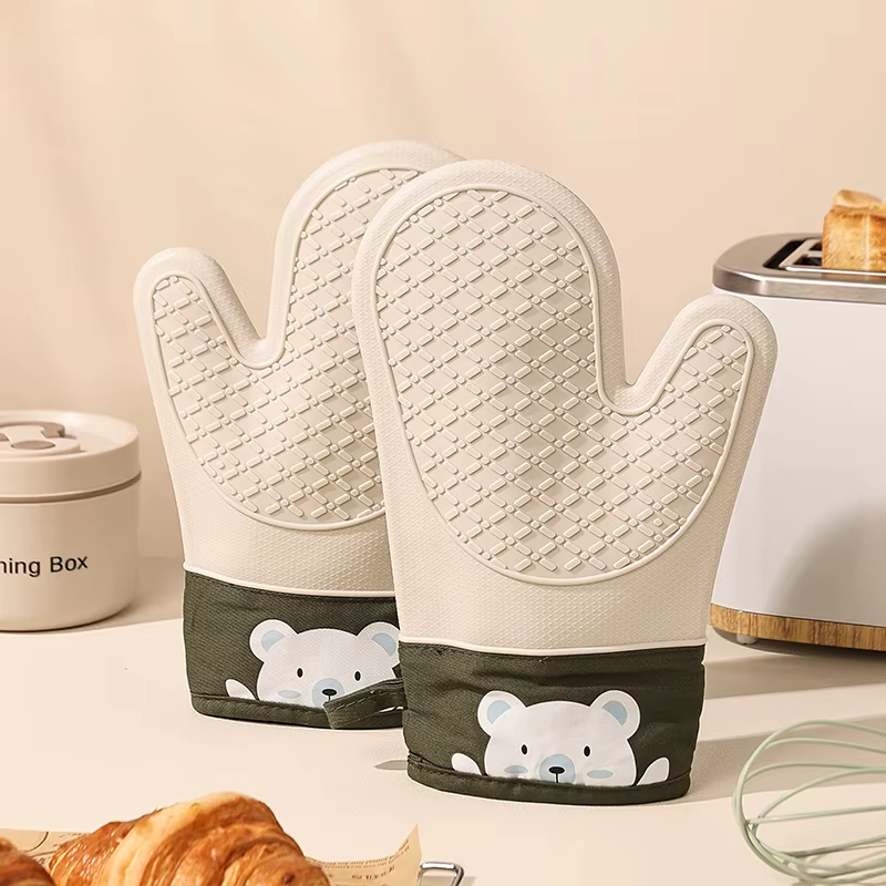 Gants d'isolation thermique en silicone, pinces à main de cuisine épaisses, non ald, haute températu