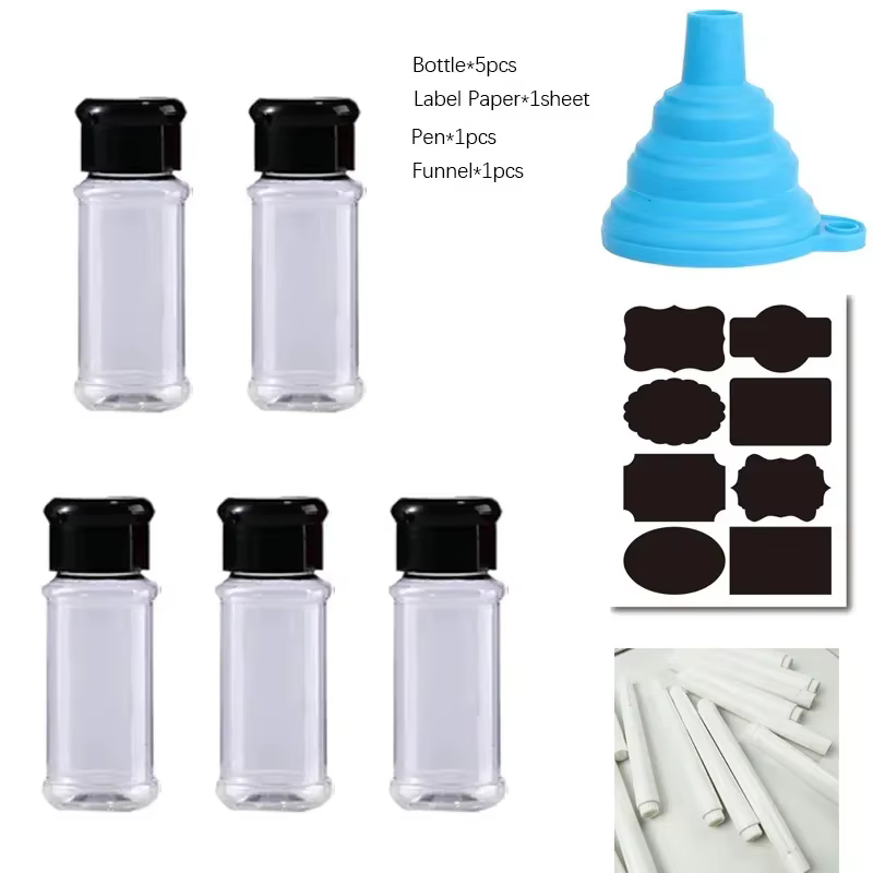 Pots en plastique pour épices et sel, ensemble de shakers, pot d'assaisonnement, bouteille Belle, co