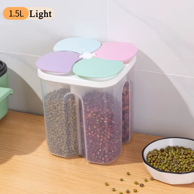 Boîte de rangement de céréales de cuisine en plastique, 4 grilles, pot scellé, récipient alimentaire