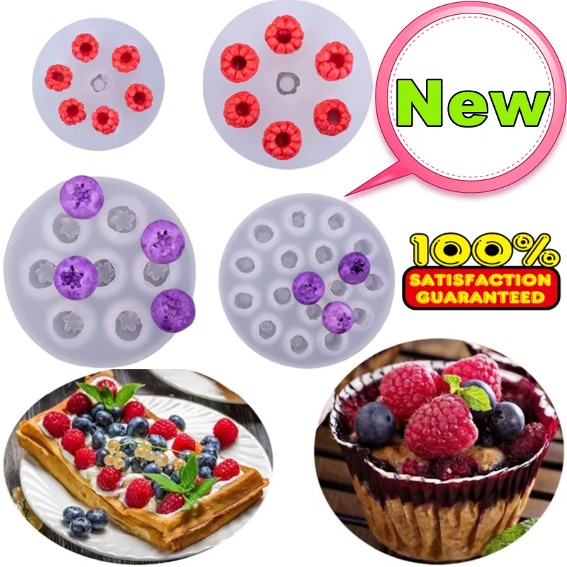 Moule 3D en Silicone pour bougie de fruits, Simulation de myrtille et de framboise, Fondant, bricola