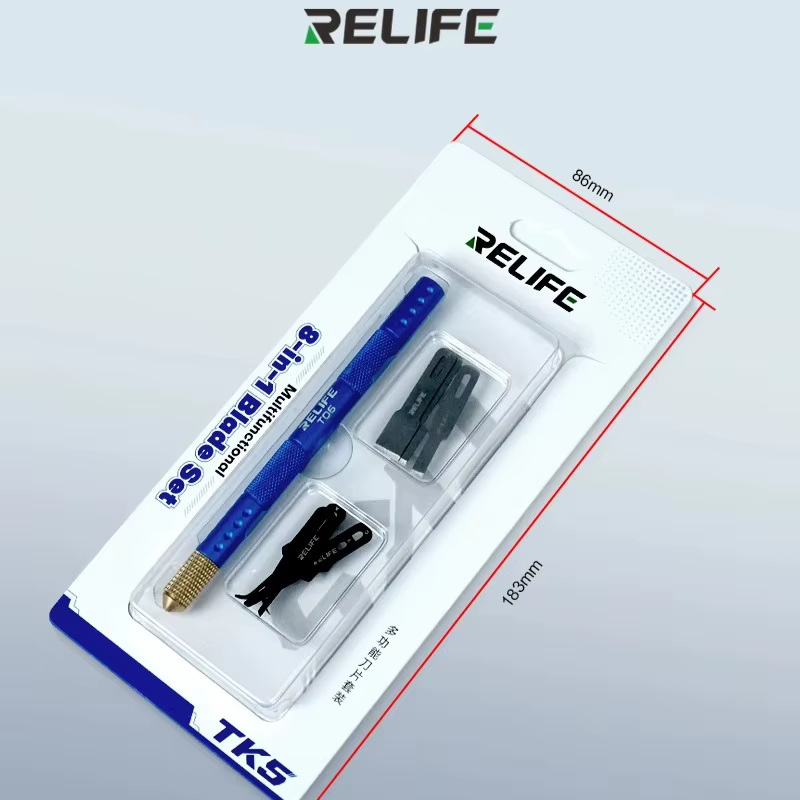 Couteau multifonctionnel RELIFE TK5 8 en 1, poli à la main, lame ultra-fine, pour le retrait de coll