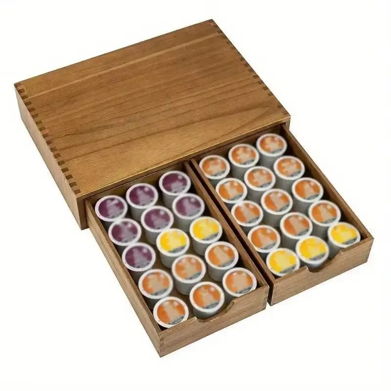 Boîte de rangement en bois pour café – Rangement à tiroirs pour dosettes K-Cup, capsules de thé et N