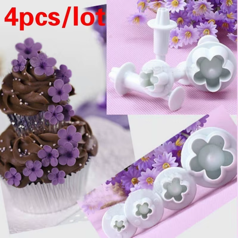 4 pièces/ensemble fleur de prunier plongeur Fondant moule Cutter outils de gâteau décoration outils 