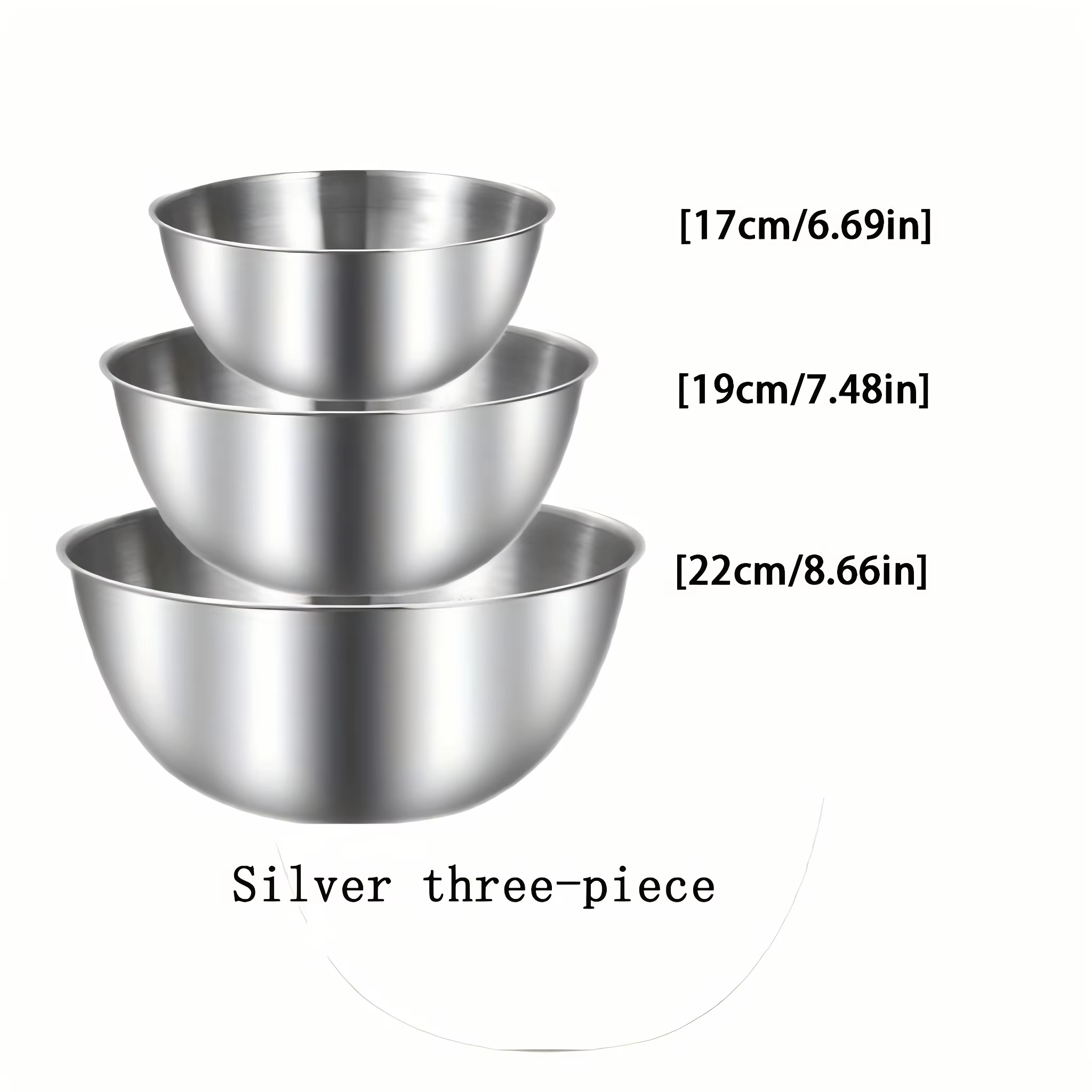3 pièces Un ensemble de trois bols en acier inoxydable pour mélanger, pétrir la pâte et servir des s