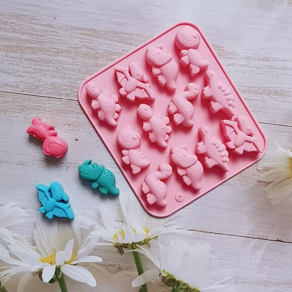 Moule 3D dinosaure en Silicone pour Fondant, chocolat, bonbons, Biscuit, gâteau, bougie, savon, arti