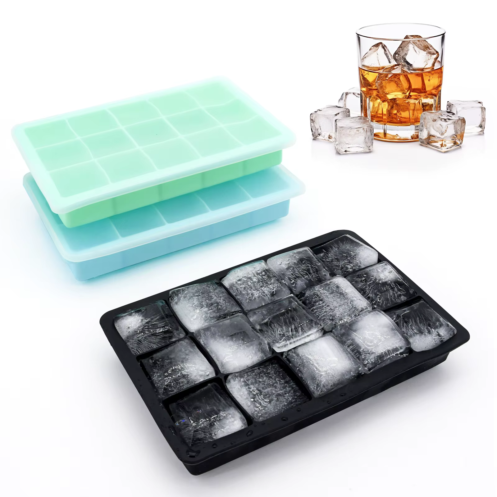 Moule créatif de bloc de glace en silicone avec couvercle, grille de fabrication de glace, bricolage