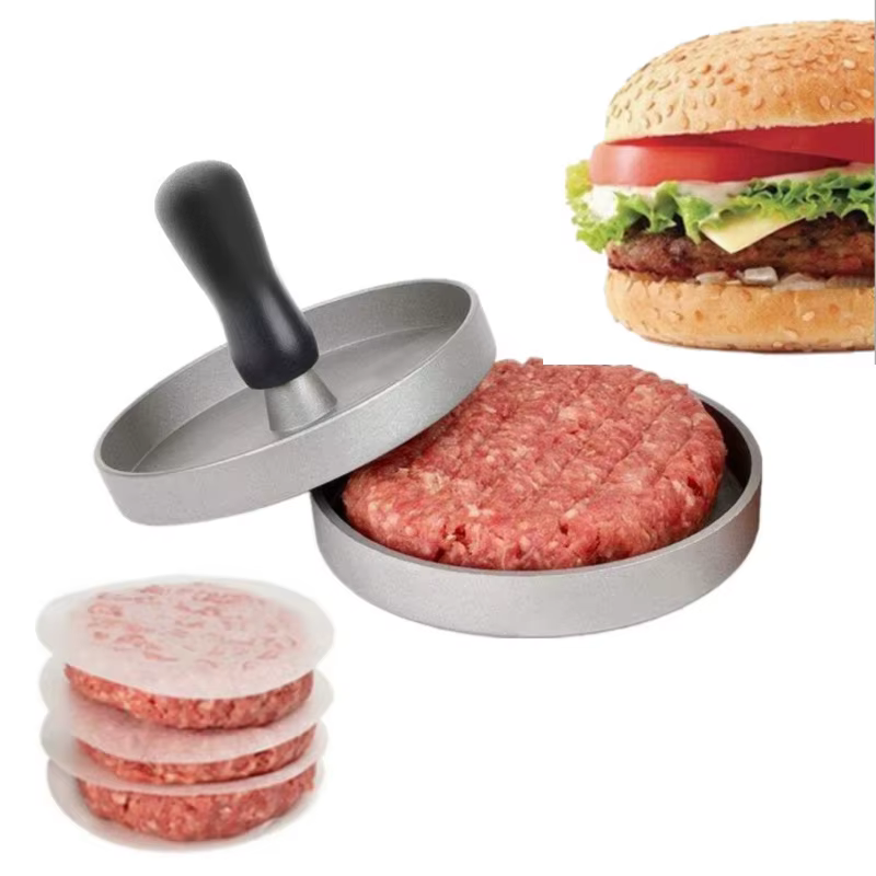 Presse à hamburgers ronde en alliage d'aluminium de haute qualité - Machine à préparer des hamburger