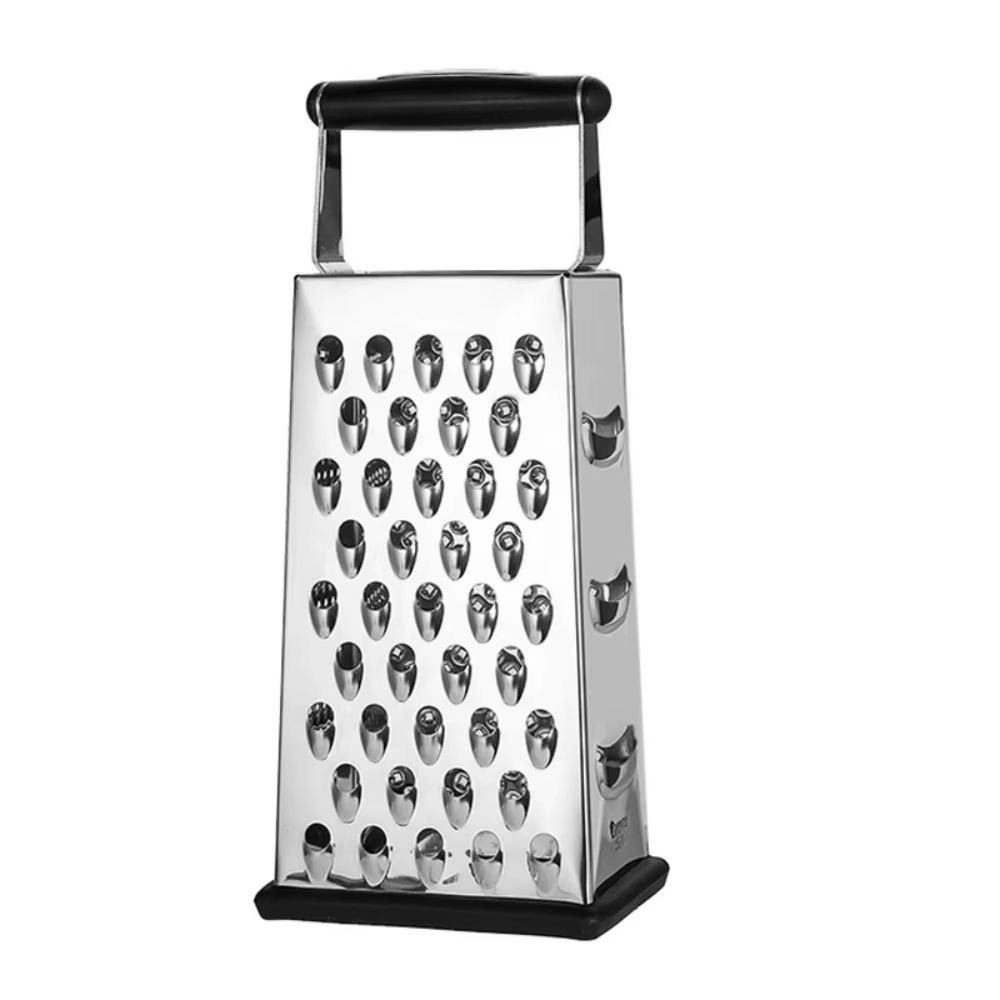 Râpe à fromage multifonctionnelle 4 faces en acier inoxydable, râpe à légumes sur pied, poignée conf