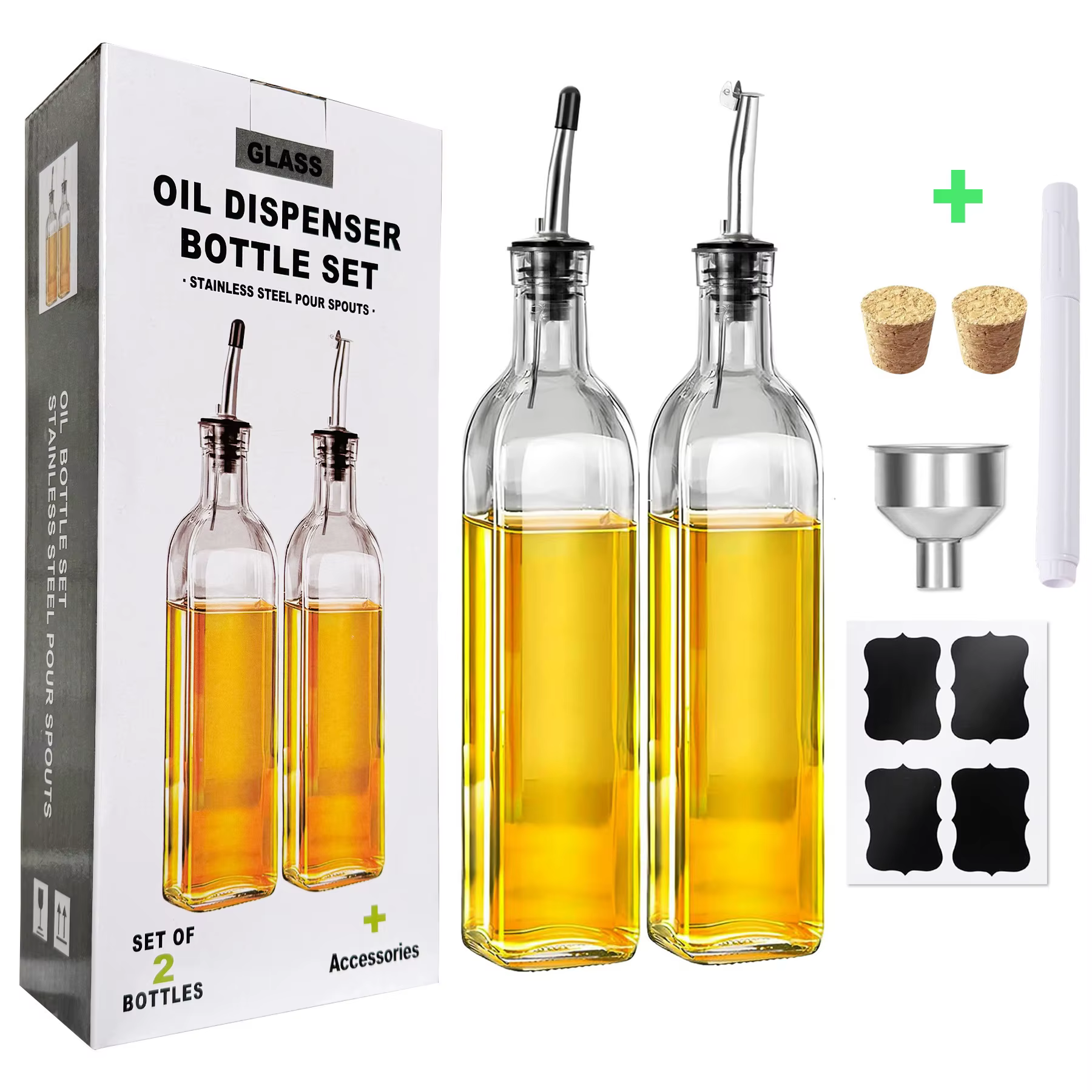 Pichet d'huile d'olive en verre transparent de 500ml, bouteille d'huile de cuisine domestique, adapt
