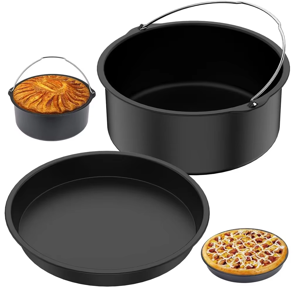 Moule à gâteau rond antiadhésif de 6/7/8 pouces, plateau de cuisson, panier de friteuse à Air avec p