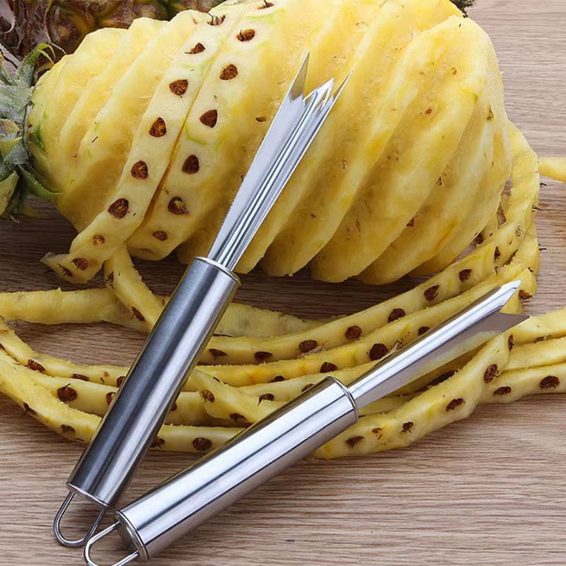 Éplucheur d'ananas en acier inoxydable, trancheur fruits, coupe-yeux, outils cuisine
