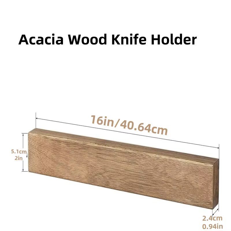 Porte-couteau magnétique pour mur, bande de couteau en bois d'acacia de 16 pouces, porte-couteau mag