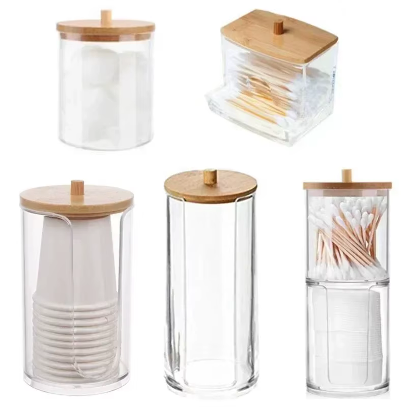 Boîte de rangement en acrylique, pot de salle de bain, organisateur de maquillage, support rond pour
