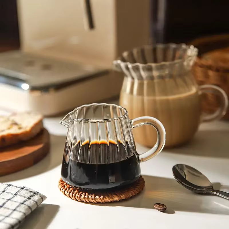 Petit Pot à lait rayé simple, travail manuel, verre résistant à la chaleur, tasse à lait exquise, di