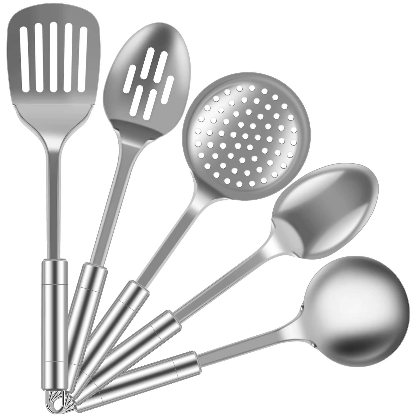 Ensemble d'U〜de Cuisine Durables en Acier Inoxydable, Cuillères Lavables, Spatule, Gadgets, 5 Pièces