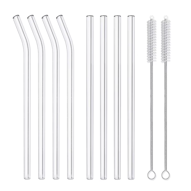 Pailles réutilisables en verre transparent, ensemble de verres pour boissons, jus, thé, Smunvétérans