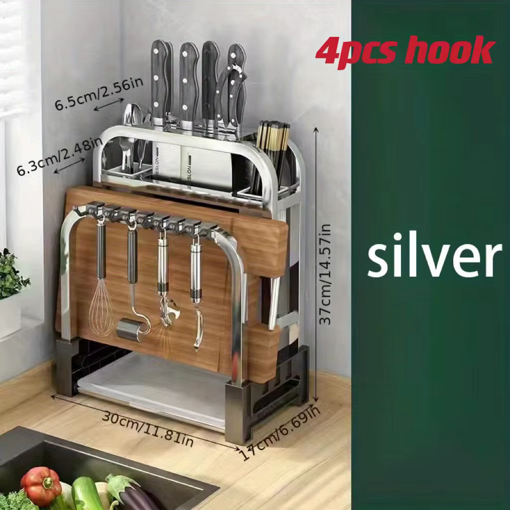 Planche à découper en acier inoxydable, porte-couteau de cuisine T1 Maison Seau Planche à découper T