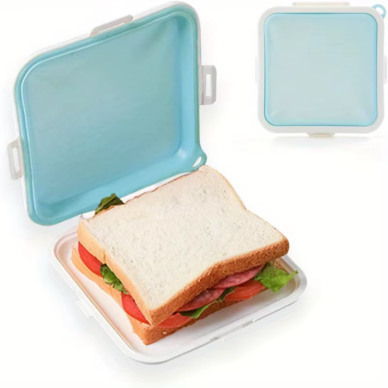 Conteneurs pour sandwichs, boîte de rangement pour sandwichs en Silicone pour déjeuner, voyage, encl
