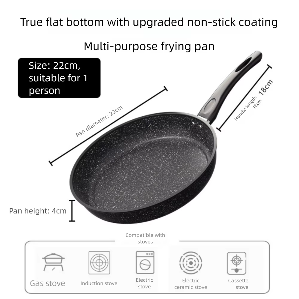 Poêle à Steak avec couvercle en verre, poêle en pierre, ustensiles de cuisine multi-usages antiadhés