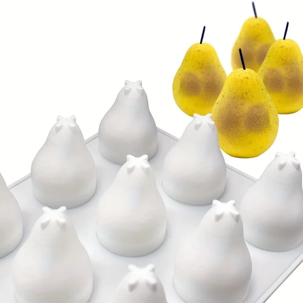 Moule à gâteau en forme de poire à 8 cavités, design réaliste de fruits, construction en silicone fl